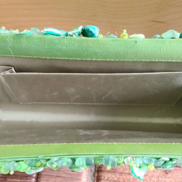 Vintage Handmade Natural Green Shell Mother of pearl Mosaic Clutch Bag - Picture 5 of 10